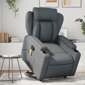 Sillón reclinable de masaje de pie cuero artificial gris en Sillones | Comprar online en Foru.es