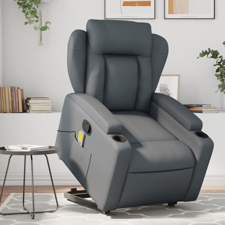 Sillón reclinable de masaje de pie cuero artificial gris en Sillones | Comprar online en Foru.es