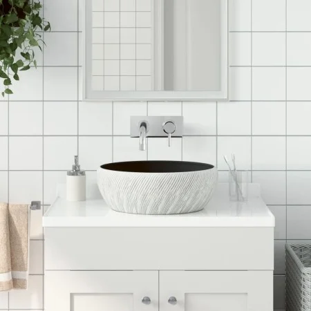 Lavabo sobre encimera redondo cerámica negro y gris Φ41x14 cm de , Lavabos - Ref: Foro24-155061, Precio: 98,93 €, Descuento: %
