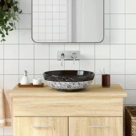 Lavabo sobre encimera redondo cerámica negro y azul Φ41x14 cm de , Lavabos - Ref: Foro24-155063, Precio: 96,27 €, Descuento: %