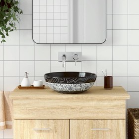 Lavabo sobre encimera redondo cerámica negro y azul Φ41x14 cm de , Lavabos - Ref: Foro24-155063, Precio: 92,64 €, Descuento: %