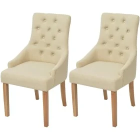 Sillas de comedor 2 unidades de tela color crema de vidaXL, Sillas de comedor - Ref: Foro24-243637, Precio: 266,22 €, Descuen...