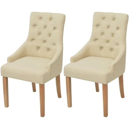 Sillas de comedor 2 unidades de tela color crema de vidaXL, Sillas de comedor - Ref: Foro24-243637, Precio: 266,22 €, Descuen...