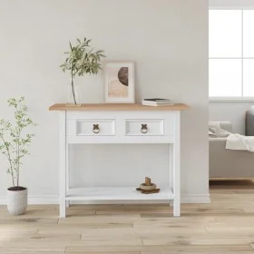 Mesa consola Corona Range de pino mexicano blanco 90x34,5x73 cm de , Mesas auxiliares - Ref: Foro24-282646, Precio: 88,32 €, ...