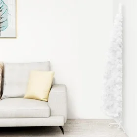 Medio árbol de Navidad artificial con soporte blanco 210 cm de , Arboles de navidad - Ref: Foro24-344568, Precio: 20,91 €, De...