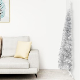 Medio árbol de Navidad artificial con soporte plateado 180 cm de , Arboles de navidad - Ref: Foro24-344596, Precio: 16,35 €, ...