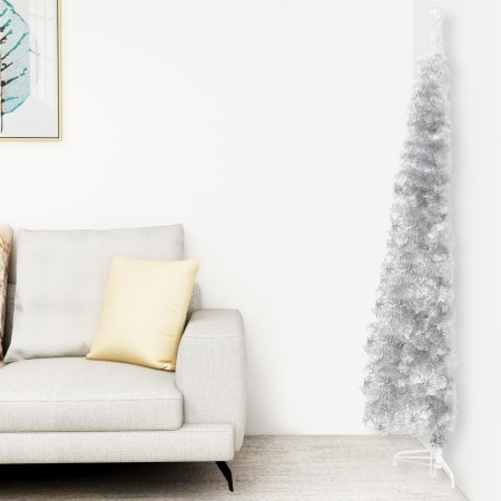 Medio árbol de Navidad artificial con soporte plateado 180 cm de , Arboles de navidad - Ref: Foro24-344596, Precio: 16,35 €, ...