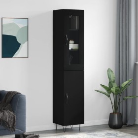 Aparador de madera contrachapada negro 34,5x34x180 cm de , Aparadores - Ref: Foro24-3199202, Precio: 106,89 €, Descuento: %