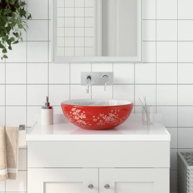Lavabo sobre encimera redondo cerámica blanco y rojo Φ41x14 cm de , Lavabos - Ref: Foro24-155052, Precio: 96,01 €, Descuento: %