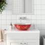 Lavabo sobre encimera redondo cerámica blanco y rojo Φ41x14 cm de , Lavabos - Ref: Foro24-155052, Precio: 96,01 €, Descuento: %