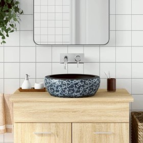 Lavabo sobre encimera redondo cerámica negro y azul Φ41x14 cm de , Lavabos - Ref: Foro24-155065, Precio: 106,53 €, Descuento: %