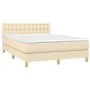 Box spring bed with mattress and LED cream fabric 140x200 cm by , Beds and slatted bases - Ref: Foro24-3134042, Price: 439,75...