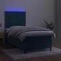 Box spring bed with mattress and LED dark blue velvet 90x190 cm by , Beds and slatted bases - Ref: Foro24-3136039, Price: 325...