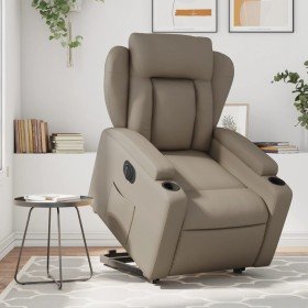 Sillón elevable eléctrico cuero artificial capuchino en Sillones | Comprar online en Foru.es