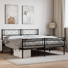 Estructura de cama cabecero y estribo metal negro 120x200 cm de , Camas y somieres - Ref: Foro24-372293, Precio: 101,95 €, De...