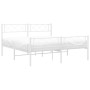 Estructura cama metal con cabecero y estribo blanco 120x200 cm de , Camas y somieres - Ref: Foro24-372342, Precio: 86,78 €, D...