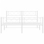 Estructura cama metal con cabecero y estribo blanco 120x200 cm de , Camas y somieres - Ref: Foro24-372342, Precio: 86,78 €, D...