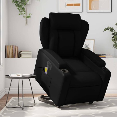 Sillón de masaje elevable eléctrico cuero sintético negro en Sillones | Comprar online en Foru.es