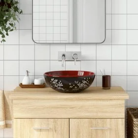 Lavabo sobre encimera redondo cerámica rojo y negro Φ41x14 cm de , Lavabos - Ref: Foro24-155051, Precio: 102,93 €, Descuento: %