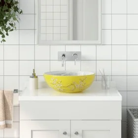 Lavabo sobre encimera redondo cerámica blanco amarillo Φ41x14cm de , Lavabos - Ref: Foro24-155053, Precio: 116,77 €, Descuent...