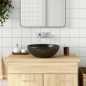 Lavabo sobre encimera redondo cerámica negro Φ41x14 cm de , Lavabos - Ref: Foro24-155058, Precio: 109,05 €, Descuento: %