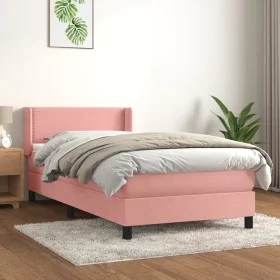 Box spring bed with pink velvet mattress 90x190 cm by , Beds and slatted bases - Ref: Foro24-3130876, Price: 313,64 €, Discou...