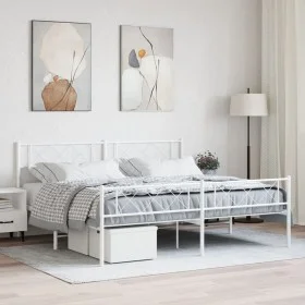 Metallbettgestell mit Kopf- und Fußteil weiß 193x203 cm von , Betten und Lattenroste - Ref: Foro24-372350, Preis: 115,54 €, R...