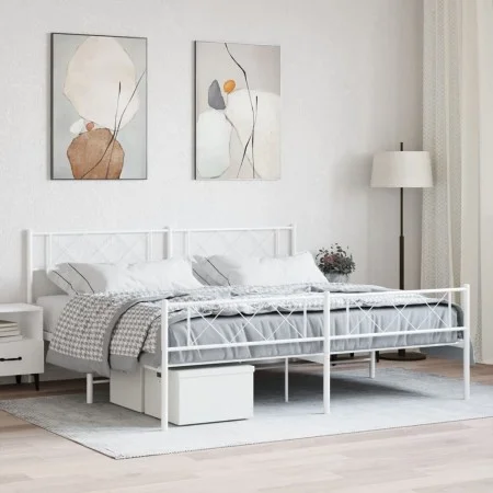 Metallbettgestell mit Kopf- und Fußteil weiß 193x203 cm von , Betten und Lattenroste - Ref: Foro24-372350, Preis: 115,54 €, R...