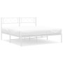 Estructura de cama con cabecero metal blanca 140x200 cm de , Camas y somieres - Ref: Foro24-372327, Precio: 92,69 €, Descuent...