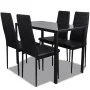 Conjunto de mesa y sillas de comedor 5 piezas negro de vidaXL, muebles para cocinas y comedores - Ref: Foro24-242986, Precio:...