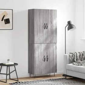 High sideboard sonoma gray plywood 69.5x34x180 cm by , Sideboards - Ref: Foro24-3198063, Price: 142,57 €, Discount: %