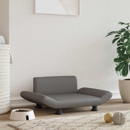 Cama para perros de cuero sintético gris 70x45x28 cm en Camas para perros | Comprar online en Foru.es