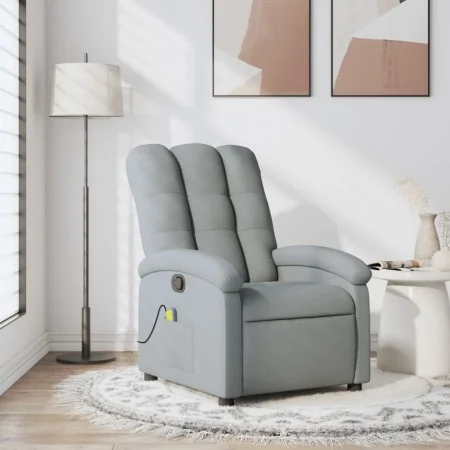 Sillón reclinable de masaje de tela gris claro de , Sillones - Ref: Foro24-371739, Precio: 249,60 €, Descuento: %