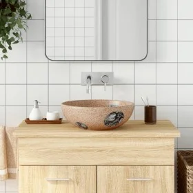 Lavabo sobre encimera redondo cerámica marrón y azul Φ41x14 cm de , Lavabos - Ref: Foro24-155057, Precio: 77,48 €, Descuento: %