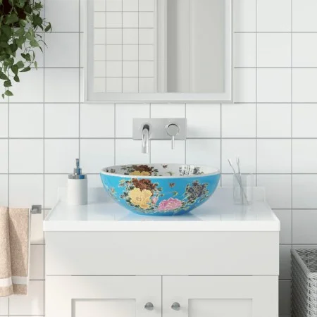 Multicolor ceramic round countertop washbasin Φ41x14 cm by , Sinks - Ref: Foro24-155055, Price: 122,45 €, Discount: %
