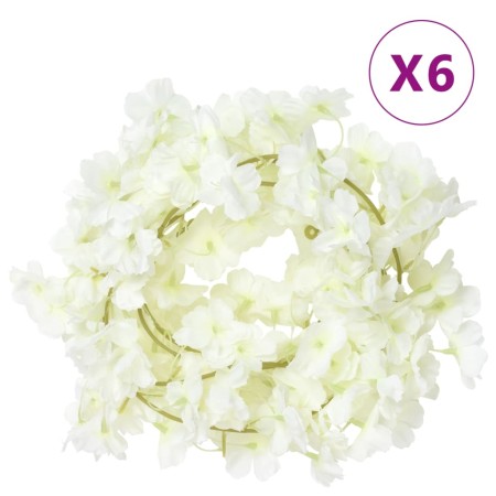 Guirnaldas de flores artificiales 6 uds blanco 180 cm de , Coronas y guirnaldas - Ref: Foro24-359058, Precio: 22,47 €, Descue...
