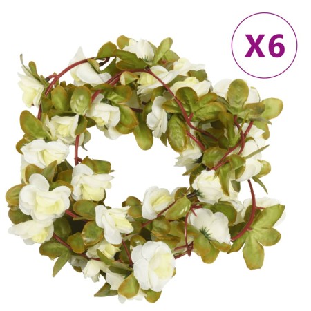 Guirnaldas de flores artificiales 6 uds blanco 250 cm de , Coronas y guirnaldas - Ref: Foro24-359047, Precio: 17,27 €, Descue...