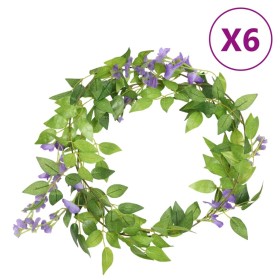 Guirnaldas de flores artificiales 6 uds morado 200 cm de , Coronas y guirnaldas - Ref: Foro24-359072, Precio: 28,69 €, Descue...