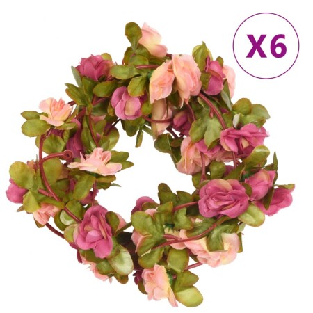 Guirnaldas de flores artificiales 6 uds rojo y rosa 250 cm de , Coronas y guirnaldas - Ref: Foro24-359045, Precio: 19,20 €, D...
