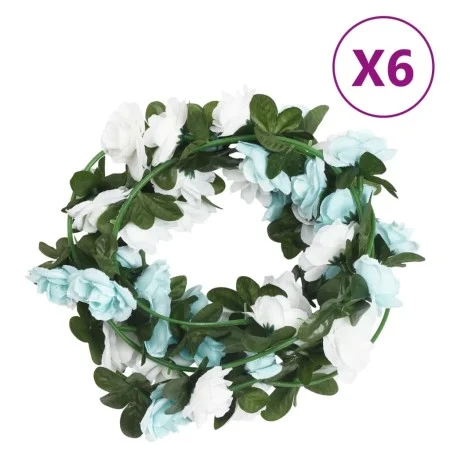 Guirnaldas de flores artificiales 6 uds azul y blanco 240 cm de , Coronas y guirnaldas - Ref: Foro24-359065, Precio: 13,66 €,...