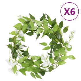 Guirnaldas de flores artificiales 6 uds blanco 200 cm de , Coronas y guirnaldas - Ref: Foro24-359071, Precio: 43,32 €, Descue...
