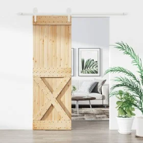 Puerta corredera con herrajes madera maciza de pino 80x210 cm de , Puertas - Ref: Foro24-3203251, Precio: 214,42 €, Descuento: %