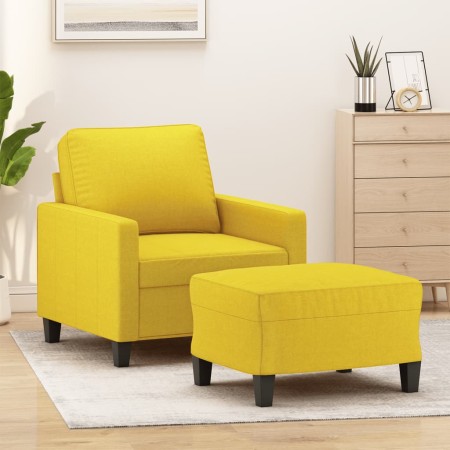 Sillón con taburete tela amarillo claro 60 cm de , Sofás - Ref: Foro24-3201034, Precio: 183,45 €, Descuento: %