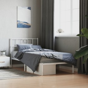 Estructura de cama de metal con cabecero blanco 90x190 cm de , Camas y somieres - Ref: Foro24-355504, Precio: 68,46 €, Descue...