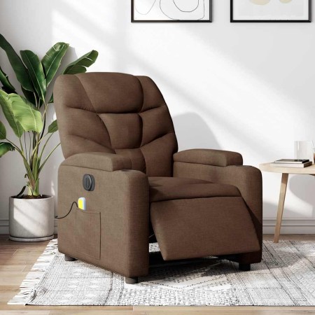 Sillón reclinable de masaje eléctrico tela marrón en Sillones | Comprar online en Foru.es
