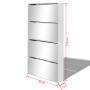 Mueble zapatero 4 compartimentos espejo blanco 63x17x134 cm de vidaXL, Zapateros y organizadores de calzado - Ref: Foro24-273...