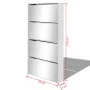 Mueble zapatero 4 compartimentos espejo blanco 63x17x134 cm de vidaXL, Zapateros y organizadores de calzado - Ref: Foro24-273...