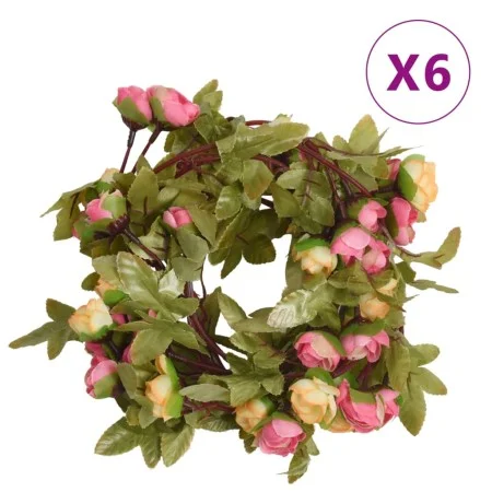 Guirnaldas de flores de Navidad 6 uds rosa 215 cm de , Coronas y guirnaldas - Ref: Foro24-359062, Precio: 19,13 €, Descuento: %