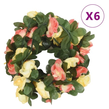 Guirnaldas de flores de Navidad 6 uds rojo atardecer 250 cm de , Coronas y guirnaldas - Ref: Foro24-359041, Precio: 17,18 €, ...