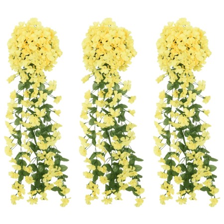 Guirnaldas de flores de Navidad 3 uds amarillo 85 cm de , Coronas y guirnaldas - Ref: Foro24-359048, Precio: 17,81 €, Descuen...